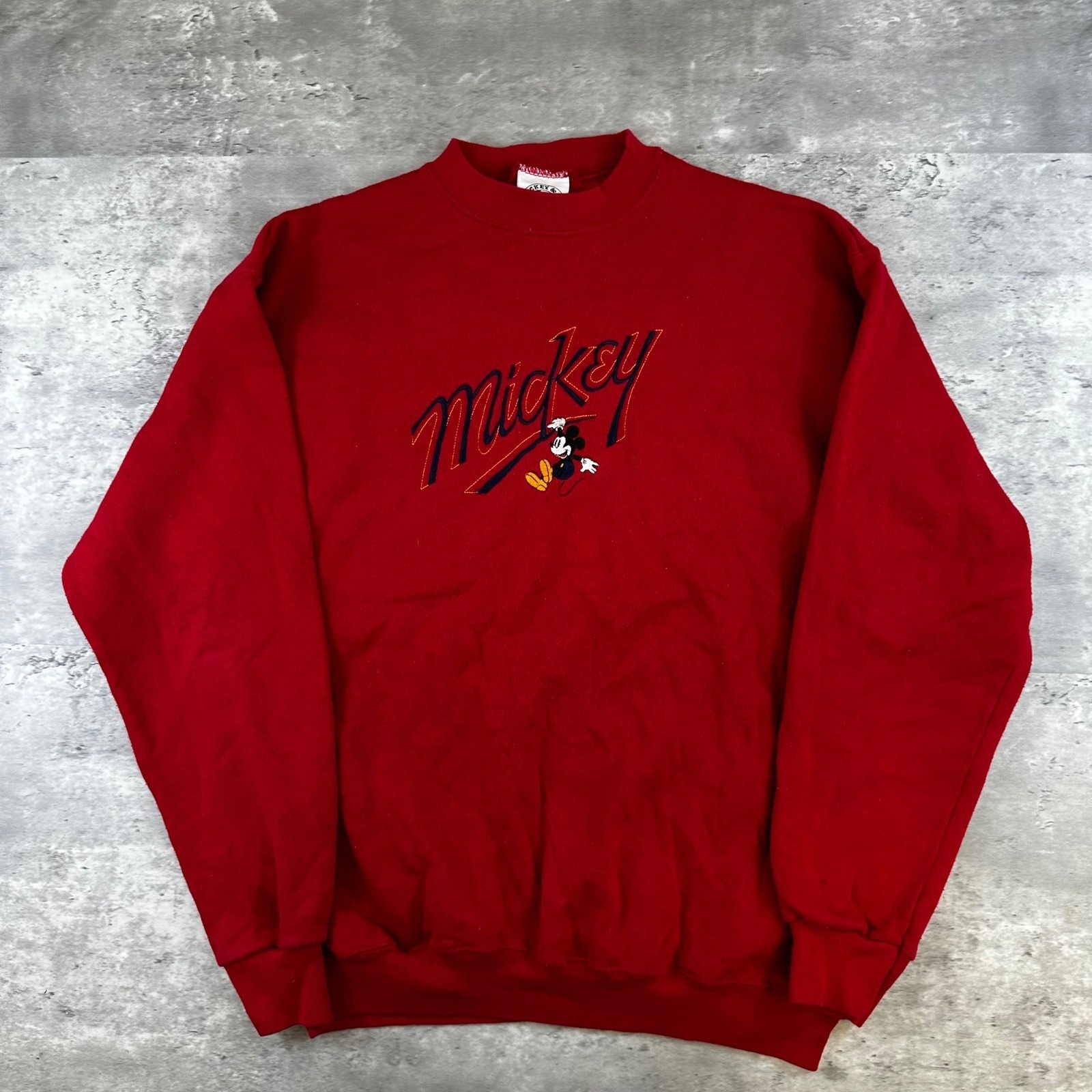 Vintage Mickey  Co Disney Embroidered Red Sweatshirt Made In Usa Large 90s
